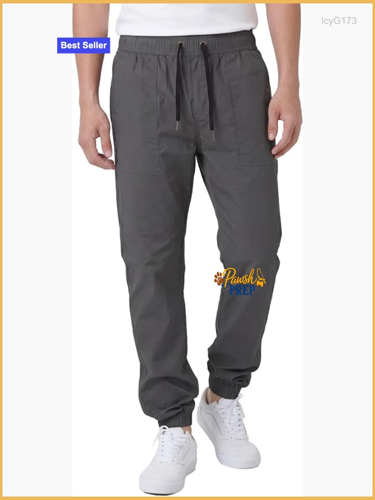 Chino Joggers With Deep Pockets Elastic Waist Cuffed Ankle